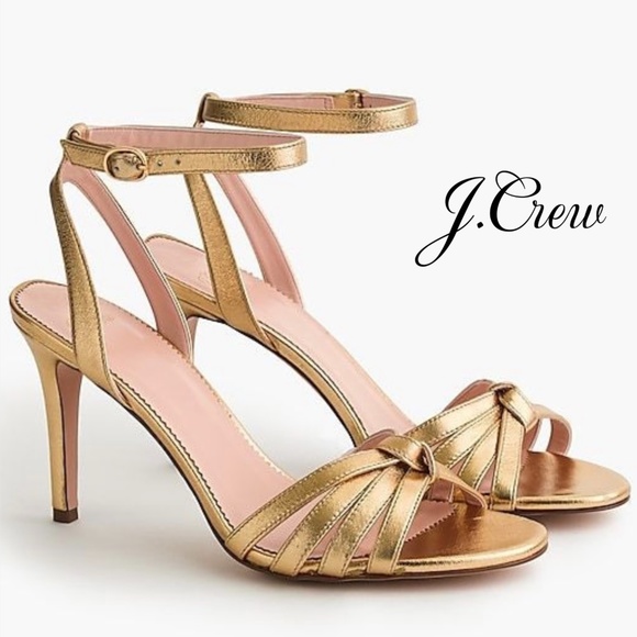 J. Crew Shoes - J.Crew Riley Gold Ankle Strap Pump Heels Sandals